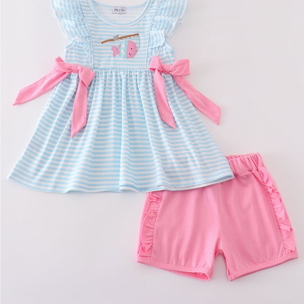 Sweet Pink and Blue Girls 2pc Set with Ruffle Details